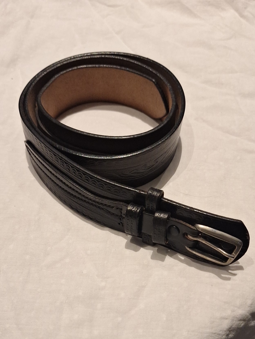Frontier By Vogel Of Texas Embossed Black Leather Belt